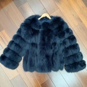 Luxurious Navy Blue Fur Jacket